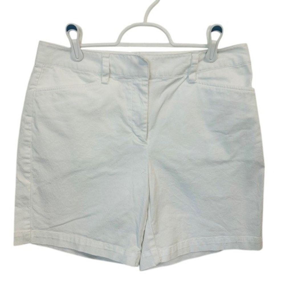 Women's Lands' End Mid Rise White Shorts Casual Summer Cotton Blend‎ Sz 6